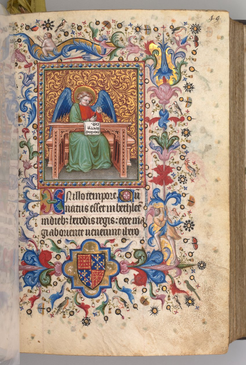 Stundenbuch von Charles dem Edlen, König von Navarra 1361-1425: fol. 25a, St. Matthäus, ca. 1405 von Master of the Brussels Initials and Associates
