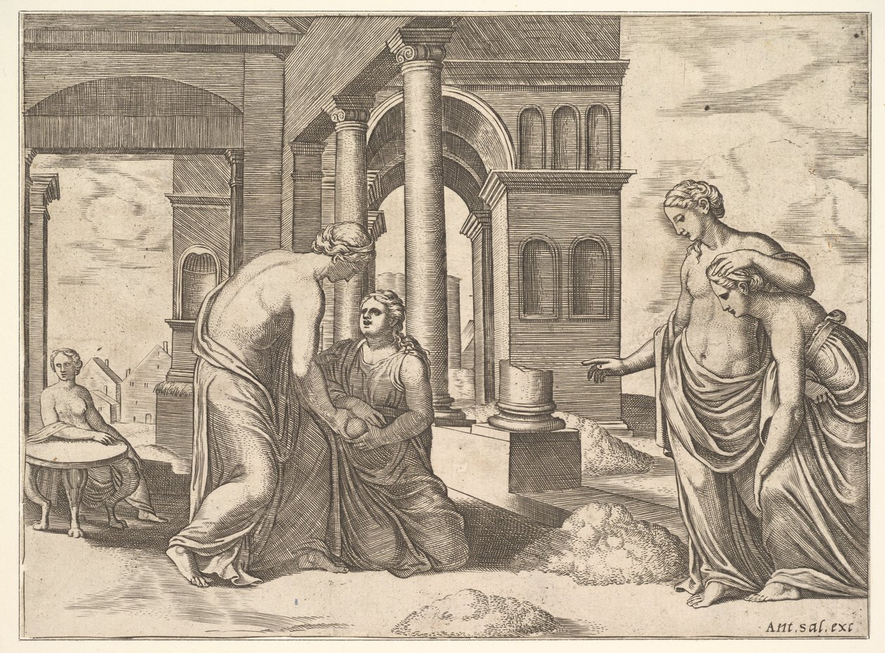 Tafel 22: Venus befiehlt Psyche, einen Getreidehaufen zu sortieren, aus der 
