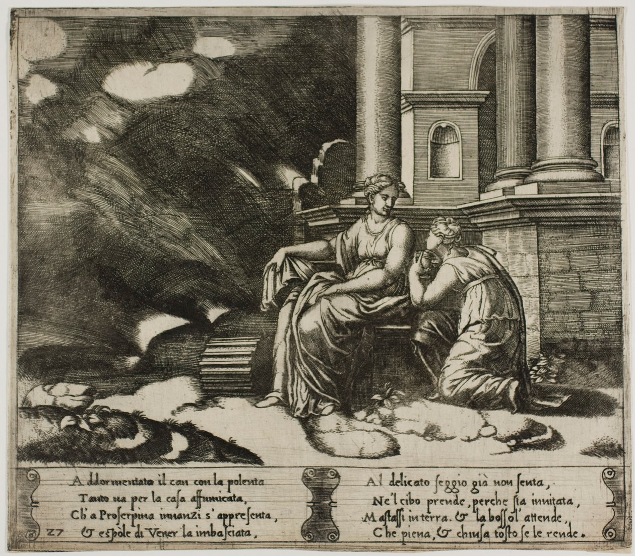 Proserpina gibt Psyche die Schachtel der Schönheit von Master of the Die