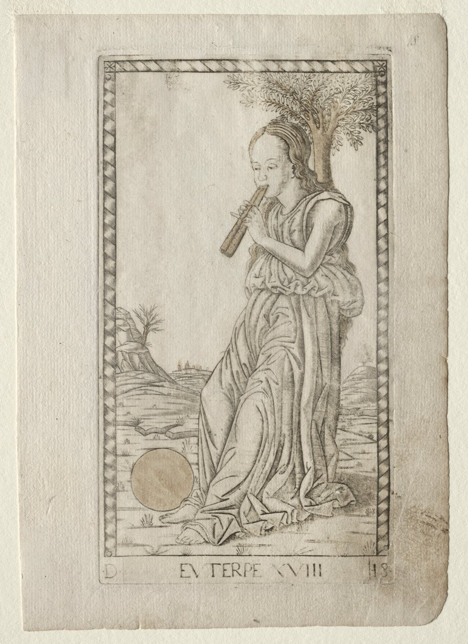 Euterpe, Musik, lyrische Poesie aus der Tarocchi-Serie von Master of the E Series Tarocchi