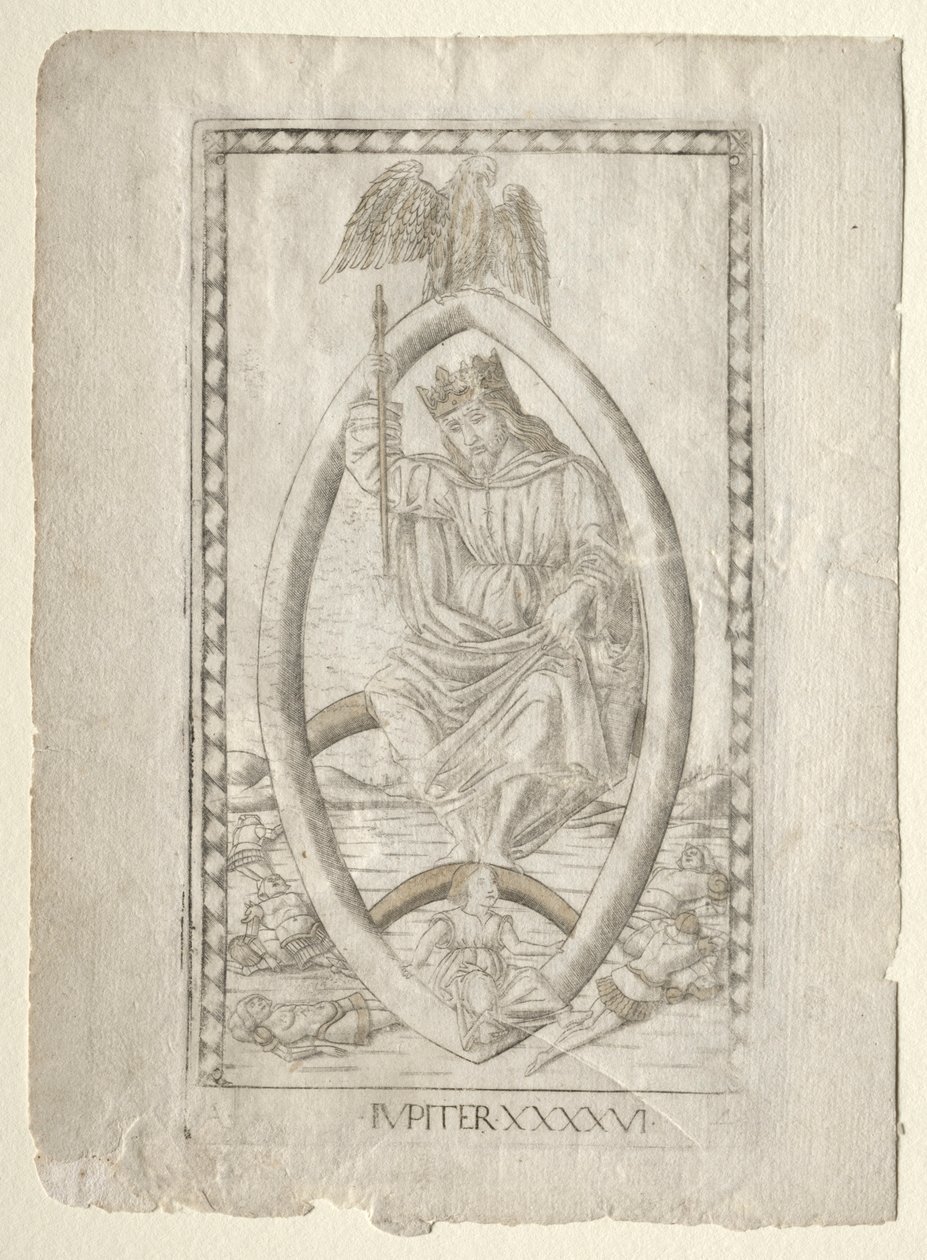 Jupiter aus den Tarocchi, Serie A: Firmamente des Universums, Nr. 46, vor 1467 von Master of the E Series Tarocchi