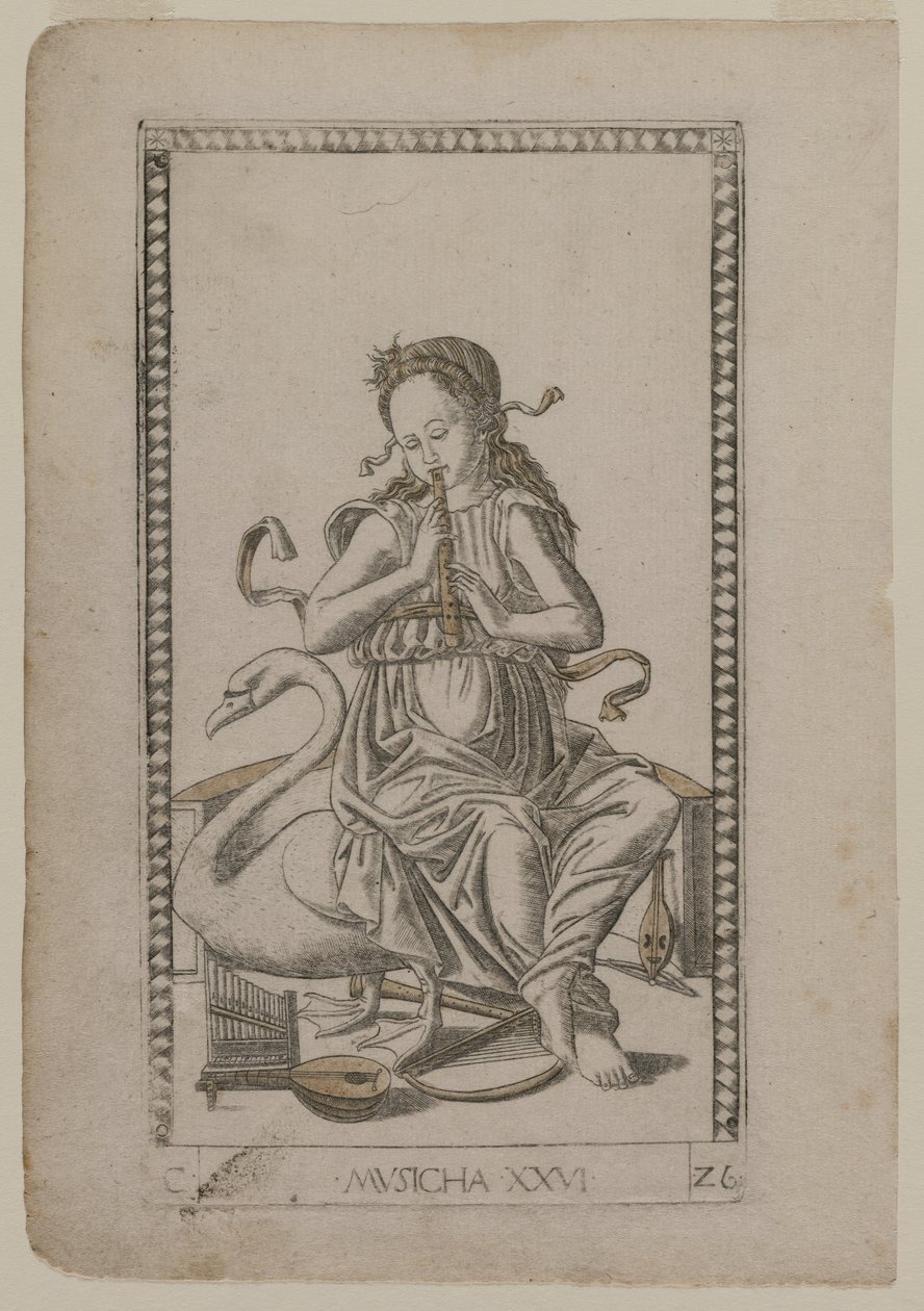 Musik aus dem Tarocchi, Serie C: Freie Künste, Nr. 26, vor 1467 von Master of the E Series Tarocchi