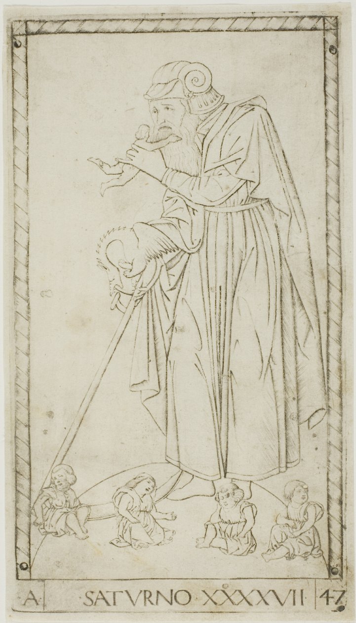 Saturn, Platte 47 aus Planeten und Sphären von Master of the E Series Tarocchi