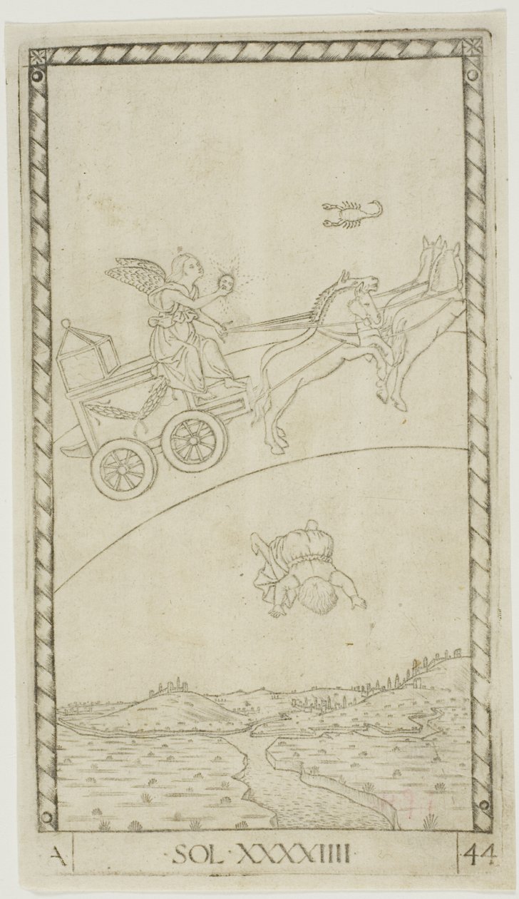 Die Sonne, Platte 44 aus Planeten und Sphären von Master of the E Series Tarocchi
