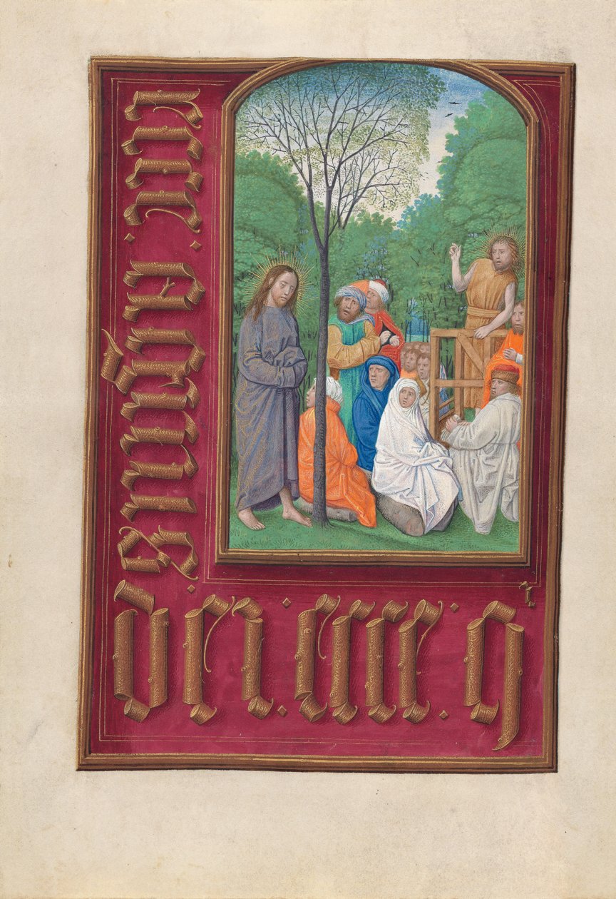 Stundenbuch der Königin Isabella der Katholischen, Königin von Spanien: Fol. 169v, St. Johannes der Täufer von Master of the First Prayerbook of Maximillian