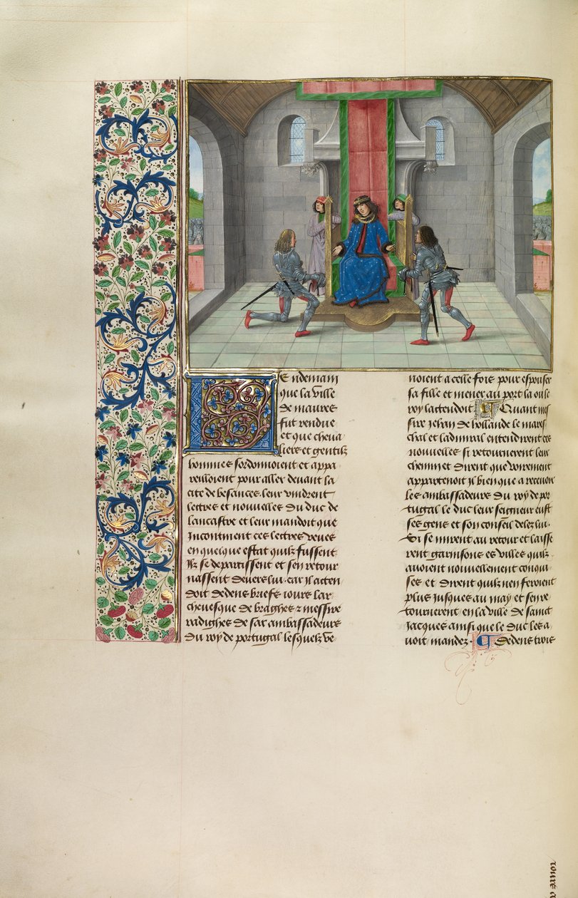 John von Gaunt lädt Gäste zur Hochzeit seiner Tochter mit dem König von Portugal ein von Master of the Getty Froissart