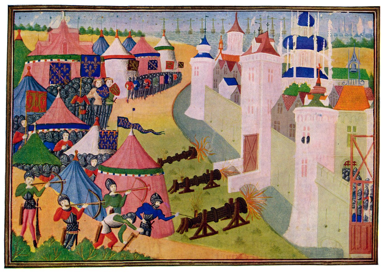 Der Angriff auf die starke Stadt Afrique, 15. Jahrhundert von Master of the Harley Froissart
