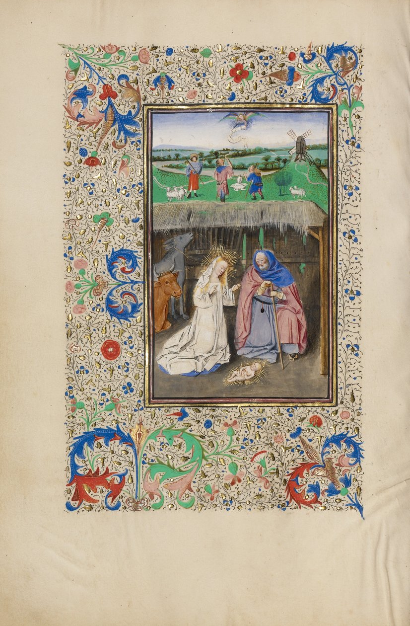 Die Geburt Christi und Die Verkündigung an die Hirten von Master of the Llangattock Hours