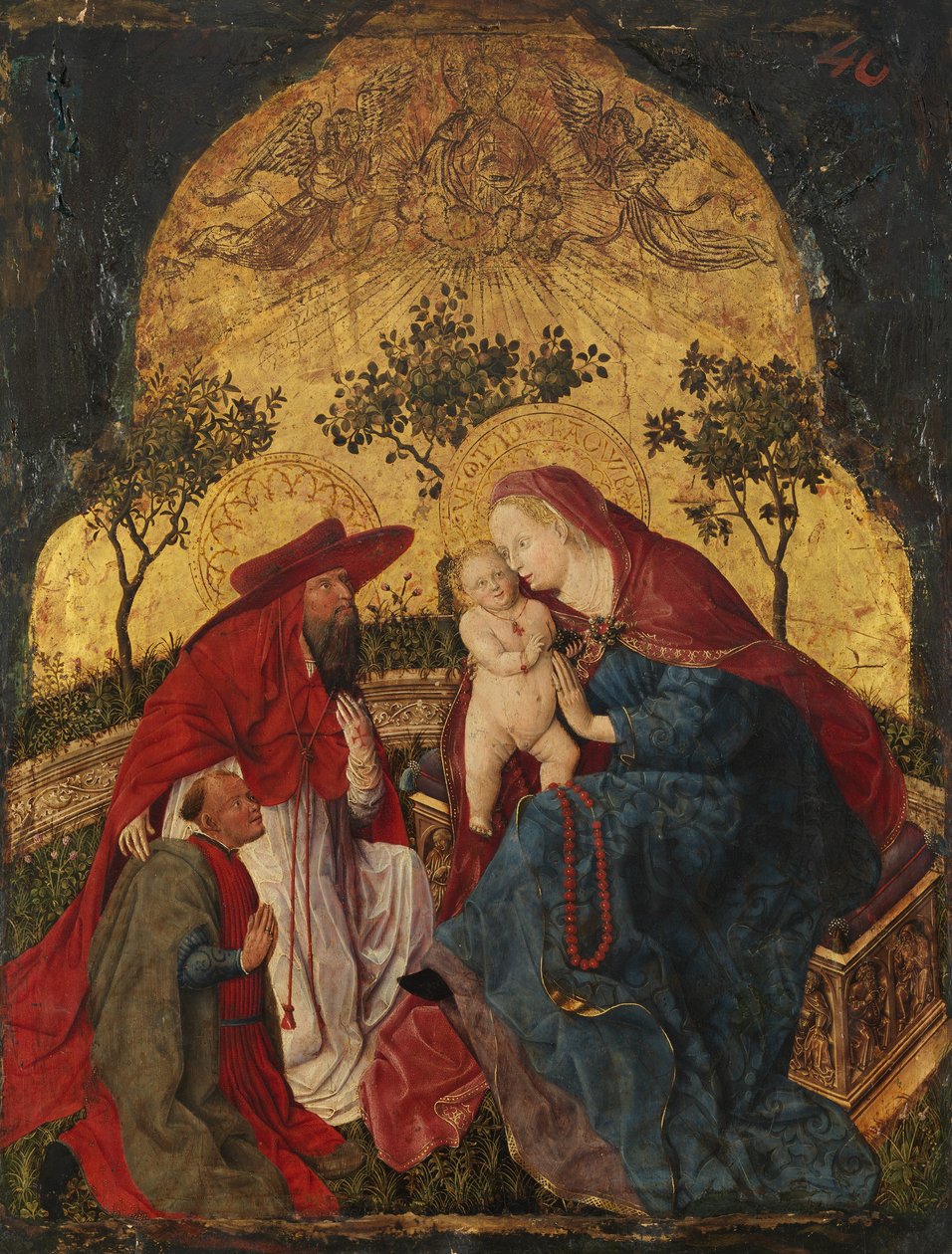 Jungfrau und Kind mit einem Spender, präsentiert von St. Jerome, ca. 1450 von Master of the Munich Bavarian Panels