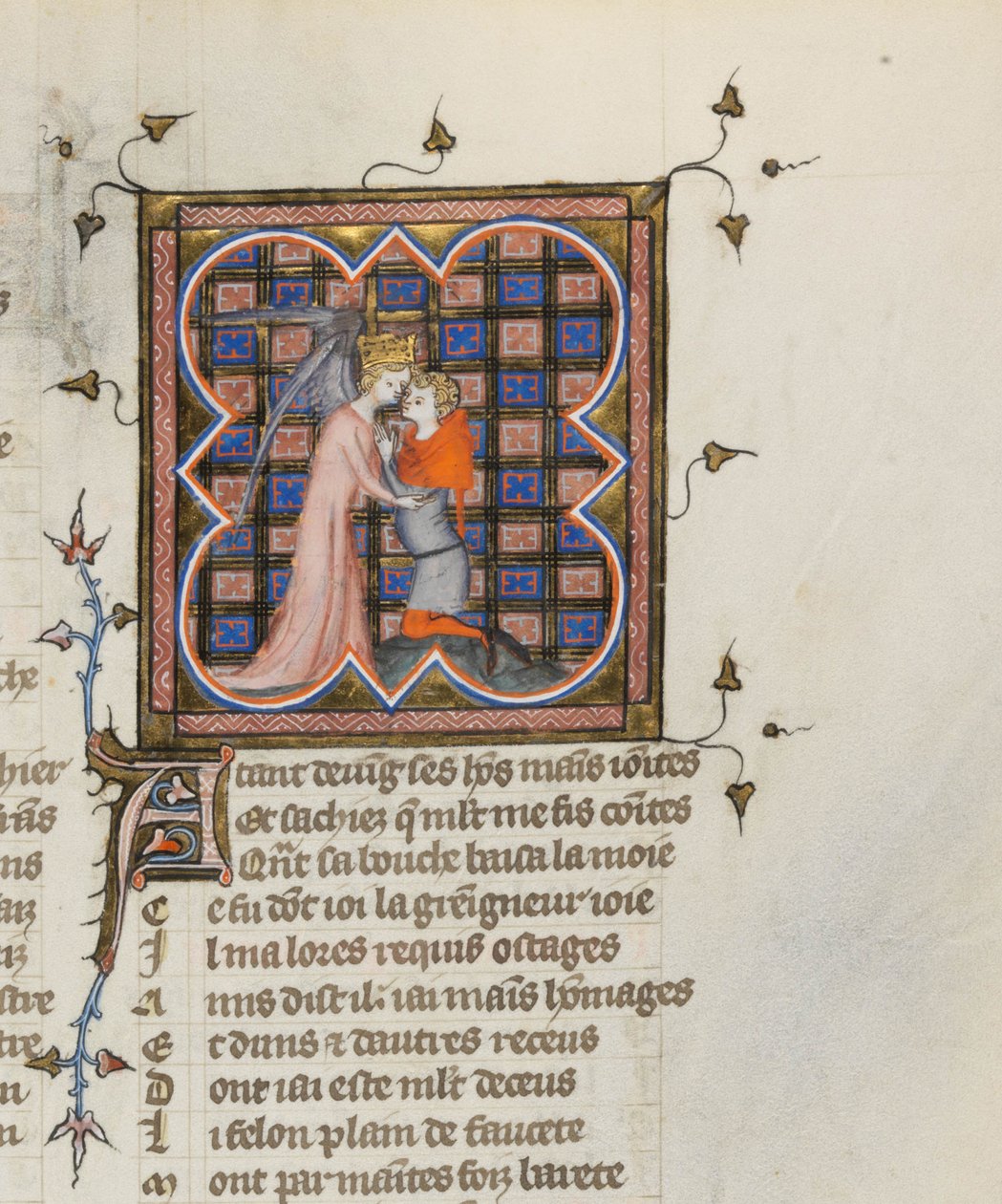 Miniatur aus einem Manuskript des Roman de la Rose von Guillaume de Lorris und Jean de Meun, 1353 von Master of the Rose novels