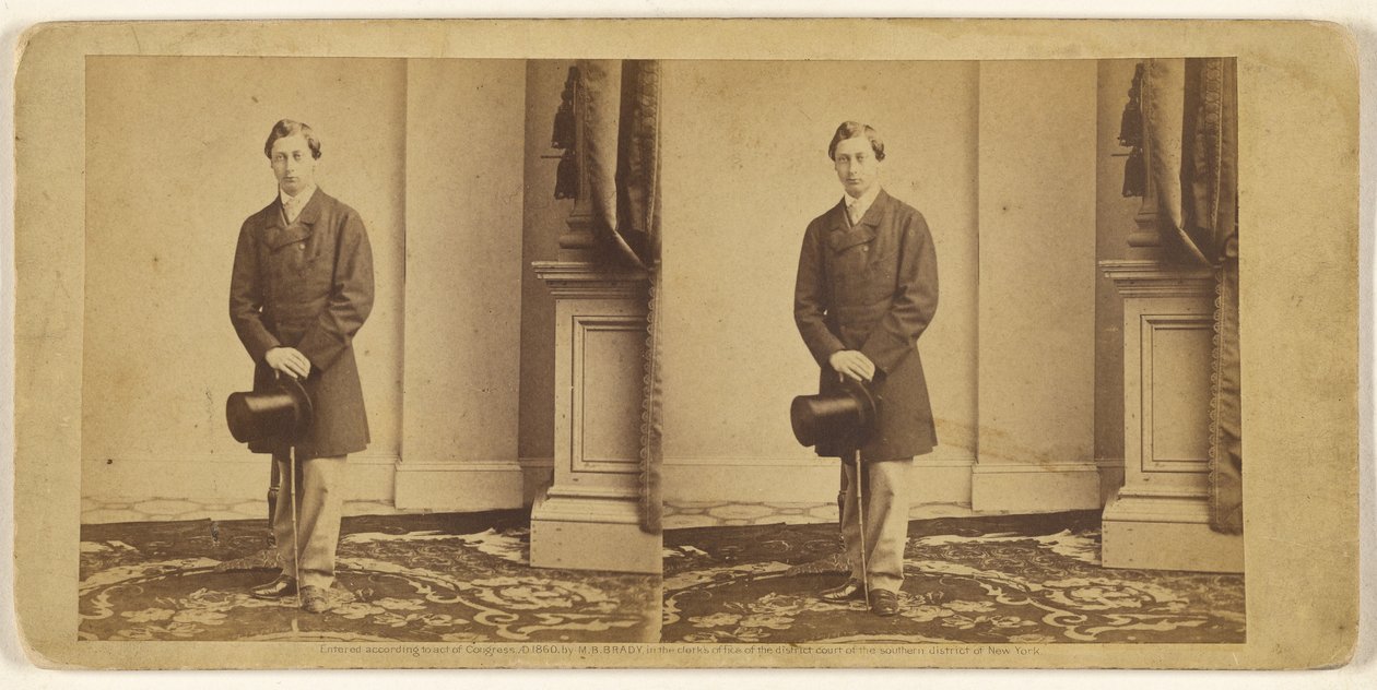 [Nicht identifizierter junger Mann mit Zylinder und Spazierstock, stehend] von Mathew B. Brady