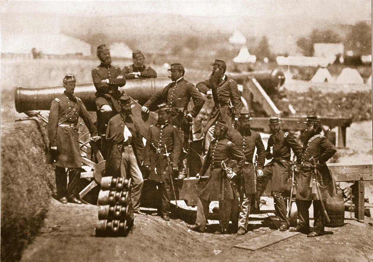 General Corcoran (ganz links) und Offiziere der 69. New Yorker Freiwilligen, 1861-65 von Mathew B. Brady