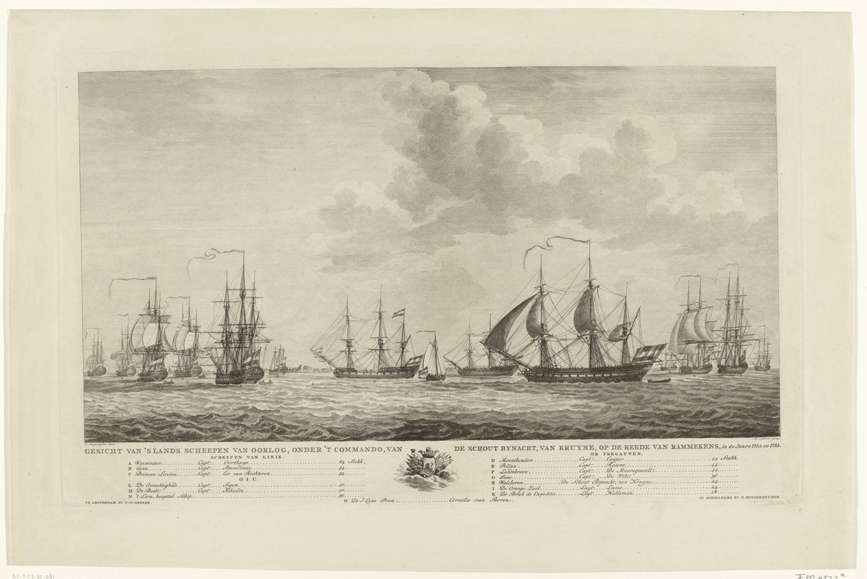 Niederländische Kriegsflotte vor Rammekens, 1782-1783 von Mathias de Sallieth