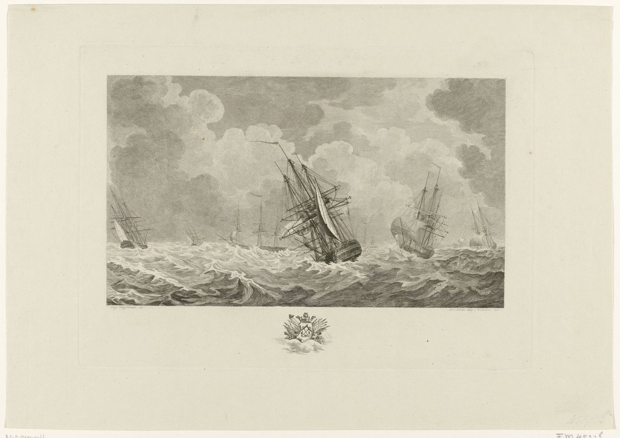 Niederländische Flotte im Sturm, 1784 von Mathias de Sallieth