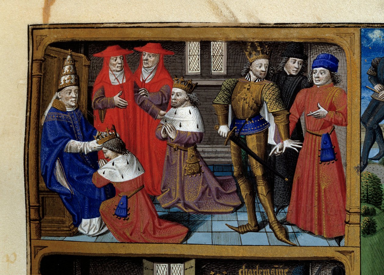 Szenen aus dem Leben Karls des Großen (742-814) König der Franken: die Krönung durch Papst Leo III. von Maître François