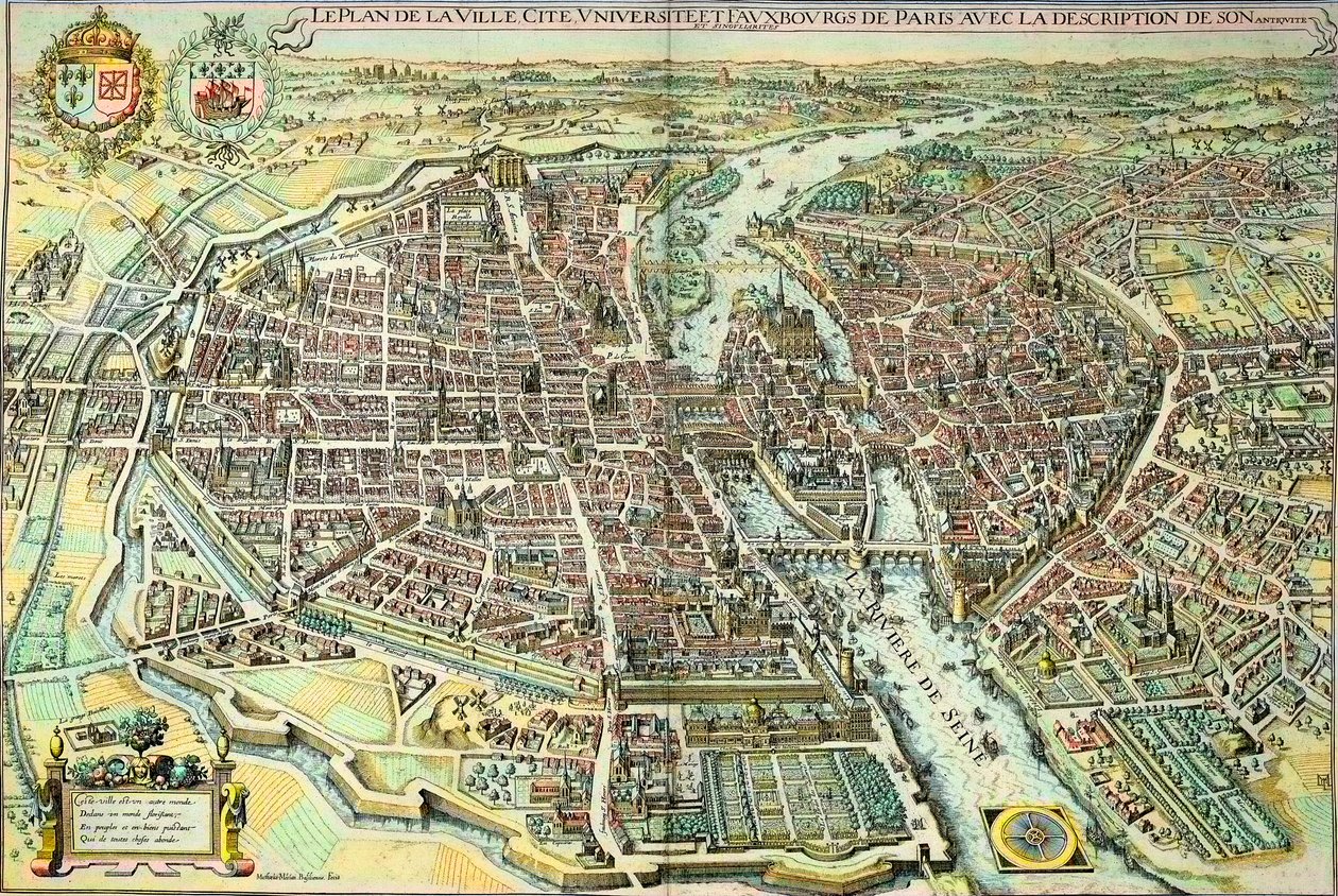 Plan von Paris im Jahr 1615 von Mattaus the Younger Merian