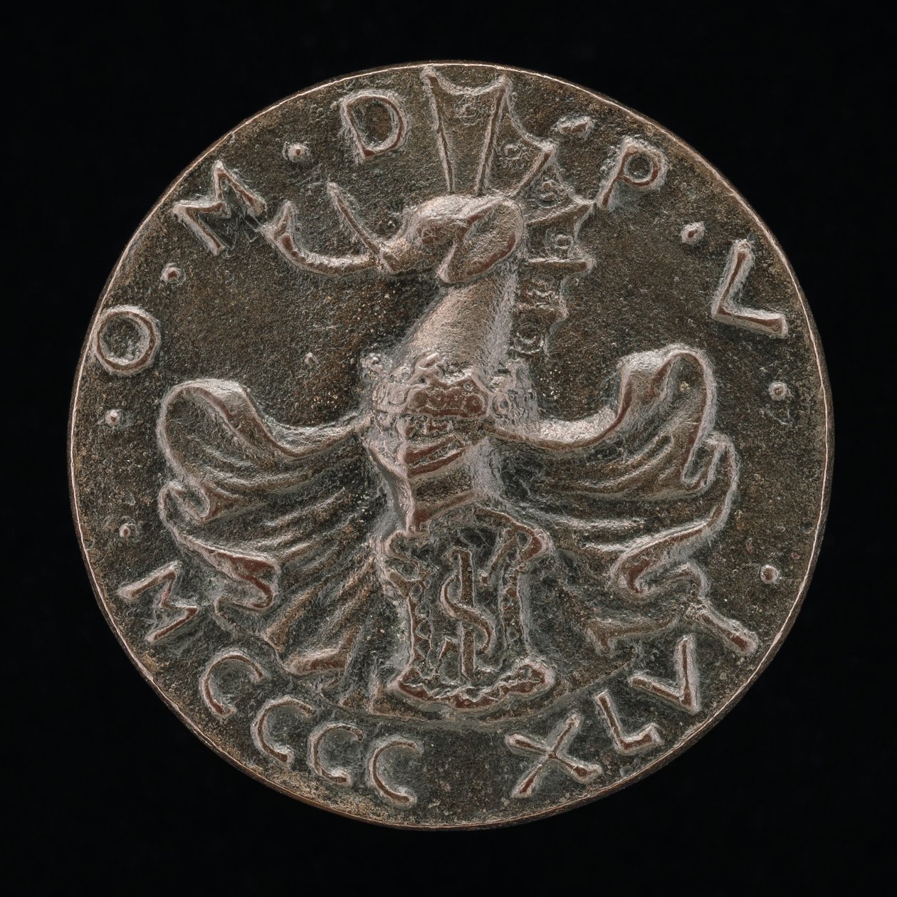 Schild, Helm, Elefantenkamm und Helmdecke [Rückseite], 1446 von Matteo di Andrea de Pasti