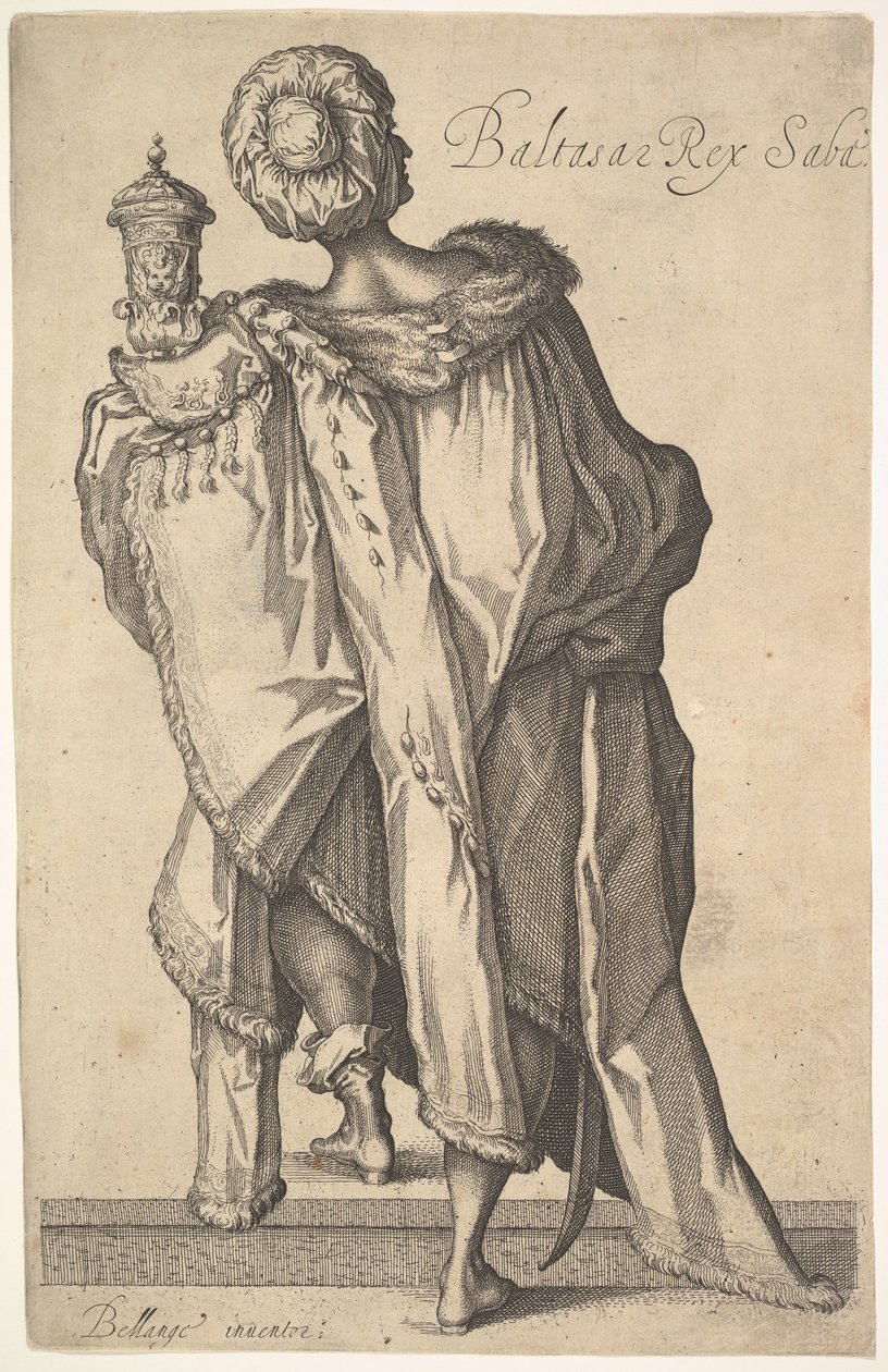 Balthasar, nach Figur in Die Anbetung der Könige von Jacques Bellange, ca. 1610-50 von Matthaus Merian