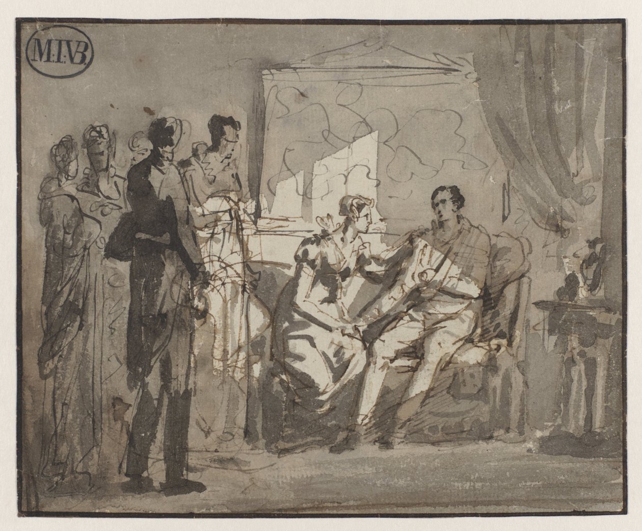 Königin Wilhelmina besucht den verwundeten Prinzen von Oranien nach der Schlacht bei Waterloo in Brüssel von Mattheus Ignatius van Bree