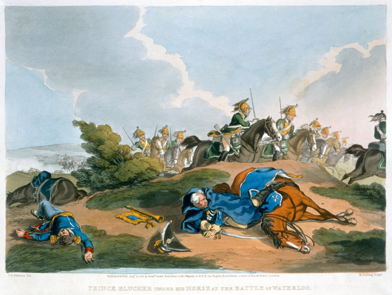 Prinz Blücher unter seinem Pferd in der Schlacht bei Waterloo, 1815 von Matthew Dubourg