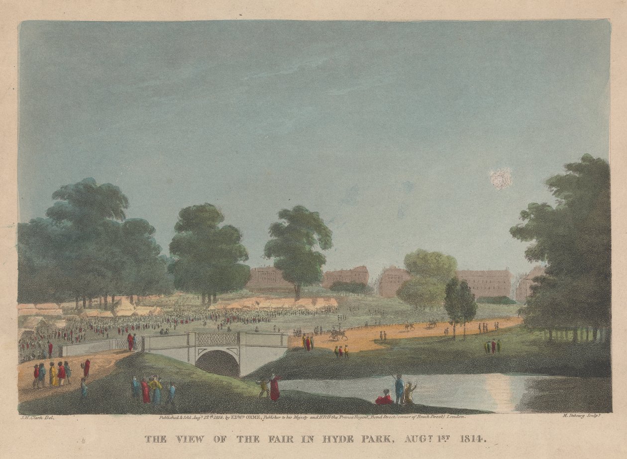 Ansicht des Jahrmarkts im Hyde Park, 1. August von Matthew Dubourg