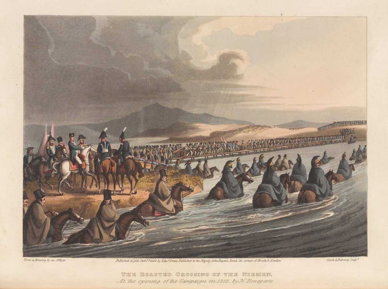 Die Überquerung des Niemen zu Beginn des Feldzugs 1812 (Druck) von Matthew Dubourg