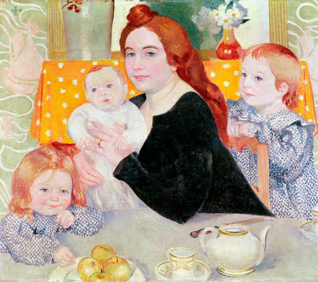 Großes Familienporträt in Blau und Gelb, 1902 von Maurice Denis