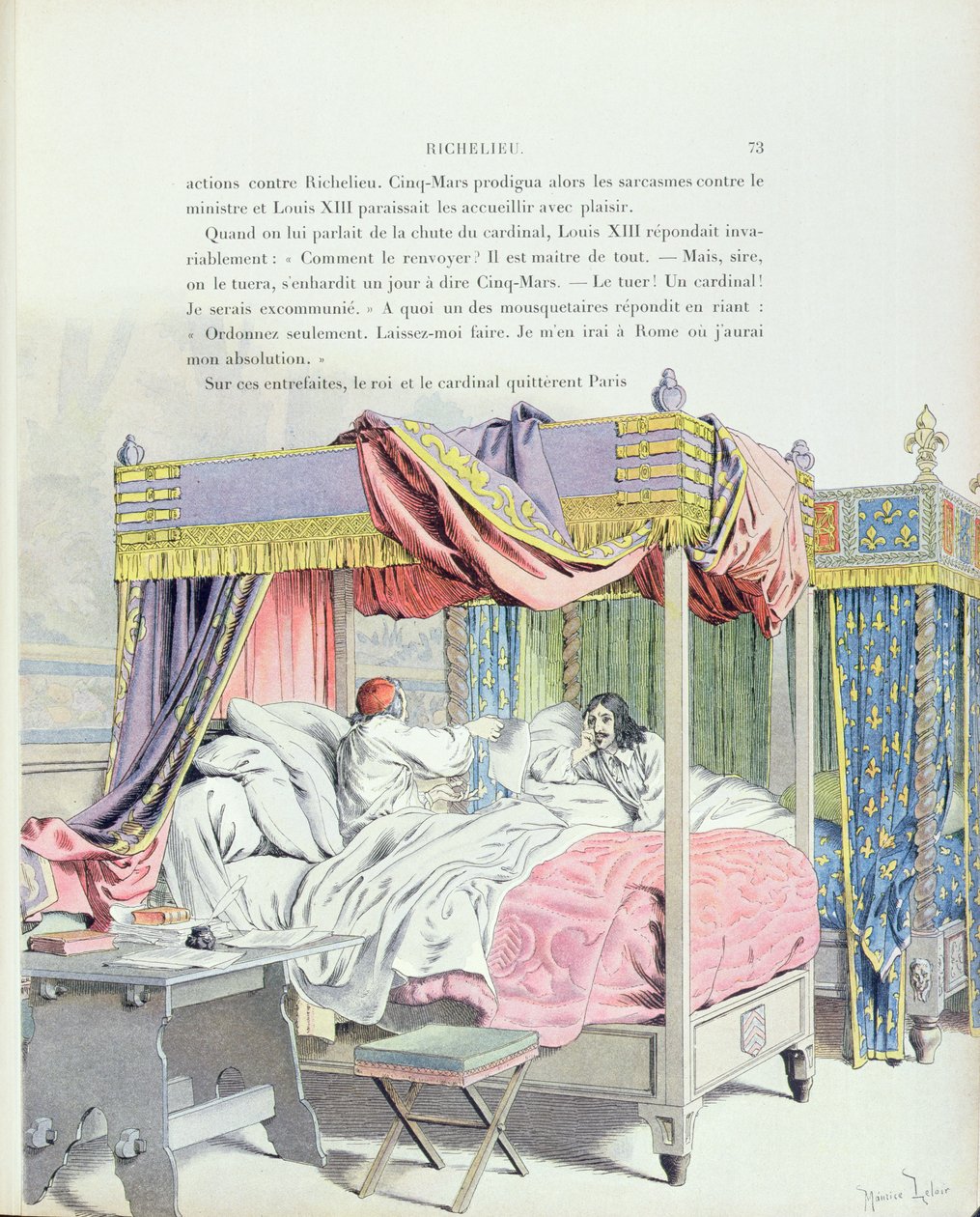 Armand-Jean du Plessis, Kardinal Richelieu (1585-1642) und Ludwig XIII. (1601-1643), Illustration aus einem Leben von Richelieu von Theodore Camu, 1910 von Maurice Leloir