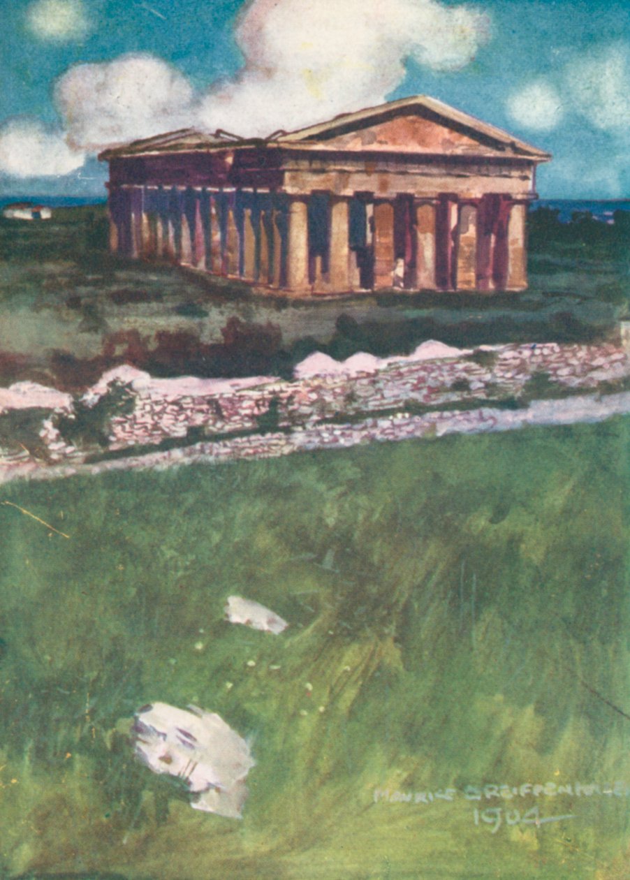 Der Tempel des Neptun, Paestum von Maurice (after) Greiffenhagen