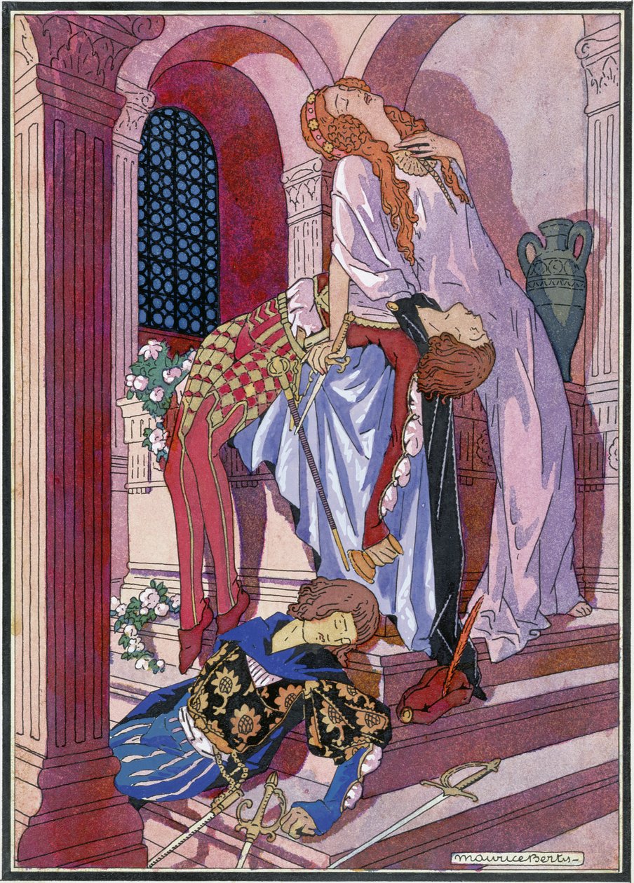 Der Tod von Romeo und Julia, letzte Szene des Stücks von William Shakespeare von Maurice Berty