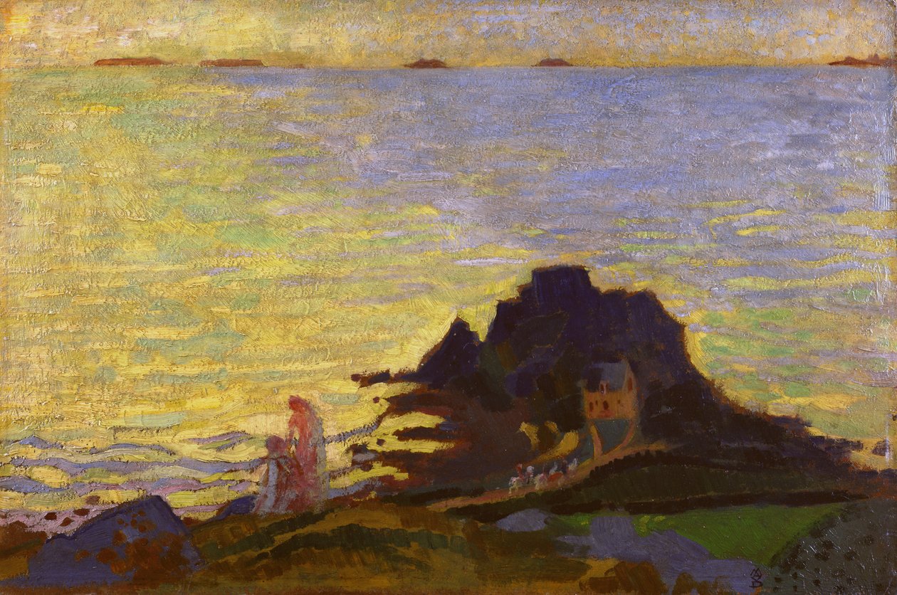 Mutter und Kind über einem felsigen Vorsprung von Maurice Denis