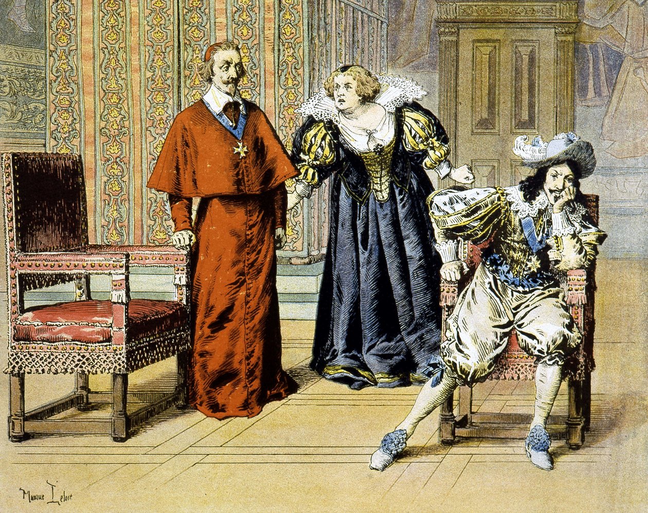 Der Tag der Narren (11/11/1630): Richelieu bleibt unbeeindruckt von den Beleidigungen von Marie de Medici - in „Richelieu“ von Maurice Leloir. von Maurice Leloir