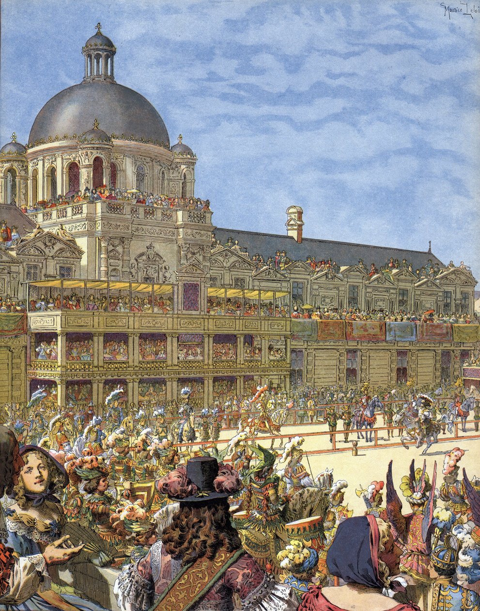 Das königliche Karussell (Turnier der Ritter), gegeben 1662 vor dem Palais des Tuileries in Paris unter Ludwig XIV, bekannt als der Sonnenkönig (Louis der Große) von Maurice Leloir