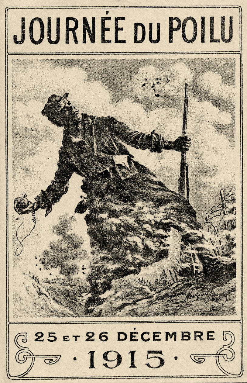 Französisches Propagandaposter aus dem Ersten Weltkrieg "Journée du Poilu". 25. und 26. Dezember 1915, veröffentlicht 1915 (Farblithografie) von Maurice Louis Henri Neumont