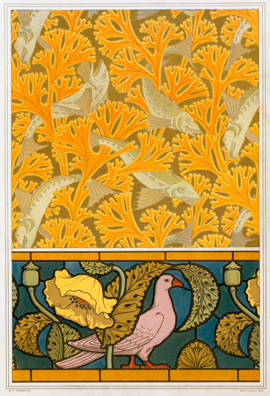 Entwürfe für Tapeten und Buntglas, veröffentlicht 1897 von Maurice Pillard Verneuil