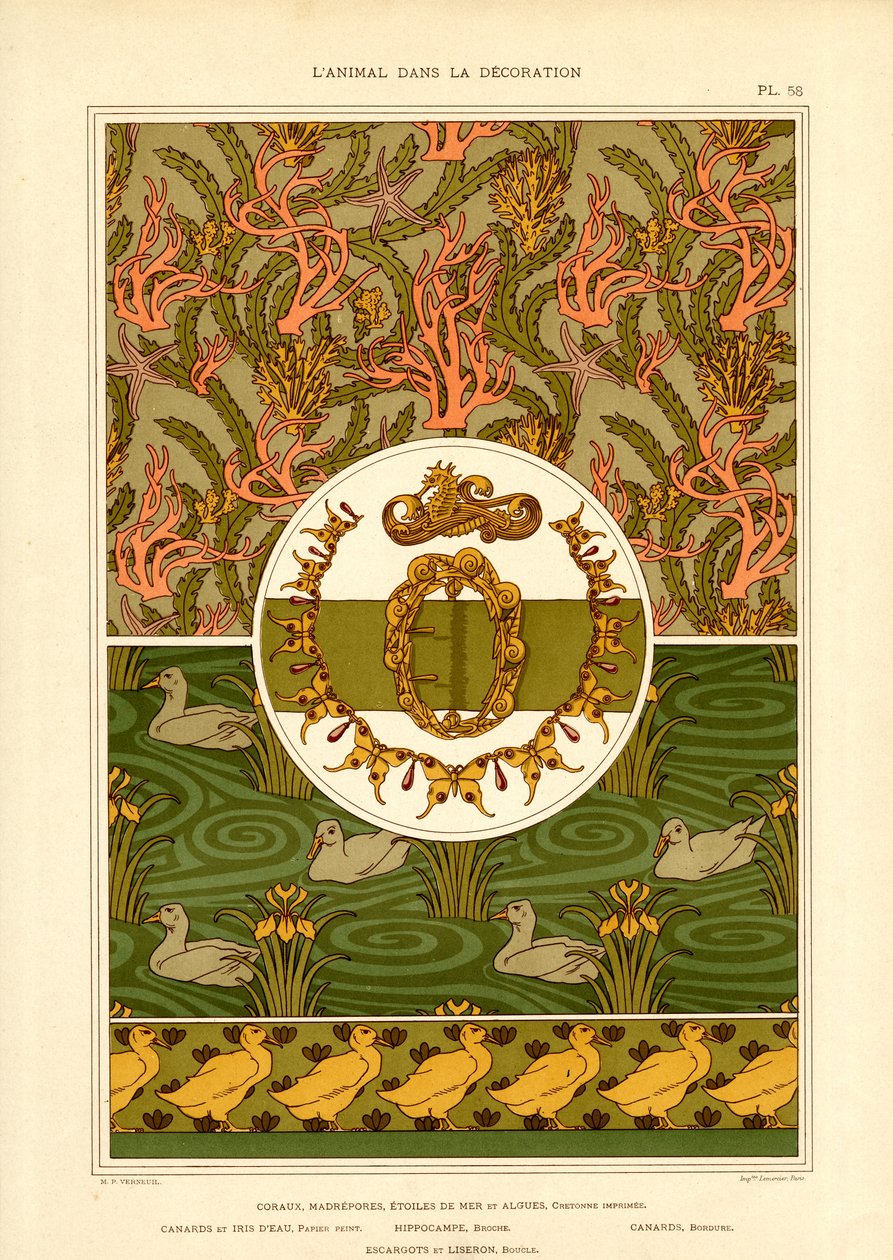 Wasservögel und maritime Motive im Jugendstil von Maurice Pillard Verneuil