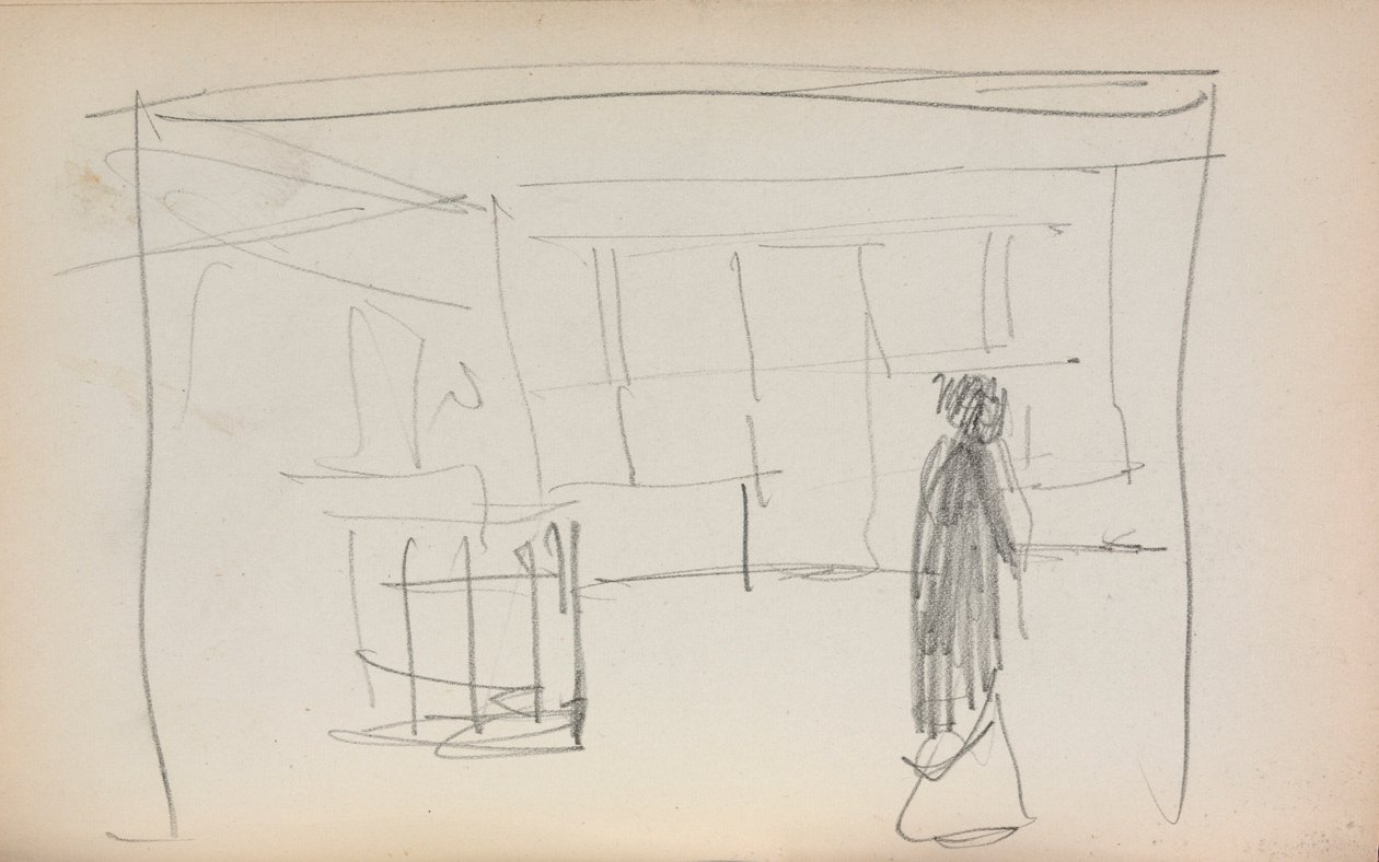 Italienisches Skizzenbuch: Figur in einem Innenraum (Seite 175) von Maurice Prendergast