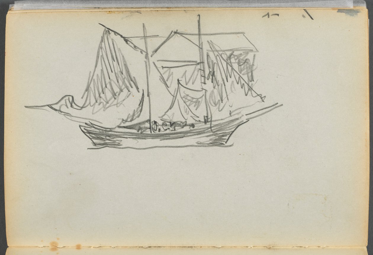 Skizzenbuch - Das Granitküstenhotel, Rockport, Seite 098: Segelboot von Maurice Prendergast