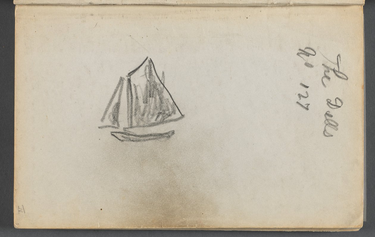 Skizzenbuch, Die Dells, Nr. 127, Seite 001: Segelboot "Die Dells" von Maurice Prendergast