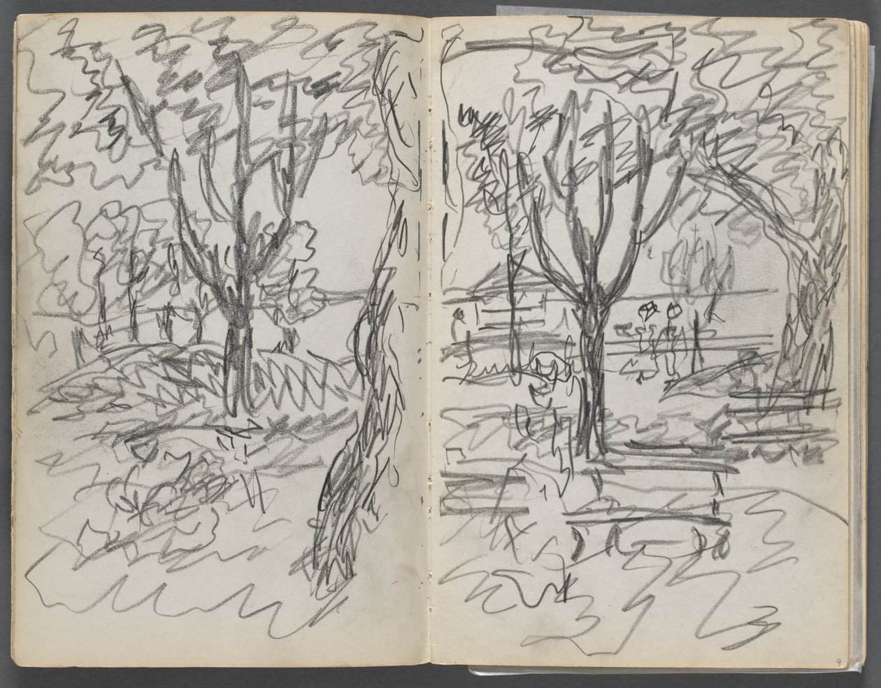 Skizzenbuch, The Dells, Nr. 127, Seite 008 & 9: Landschaft von Maurice Prendergast