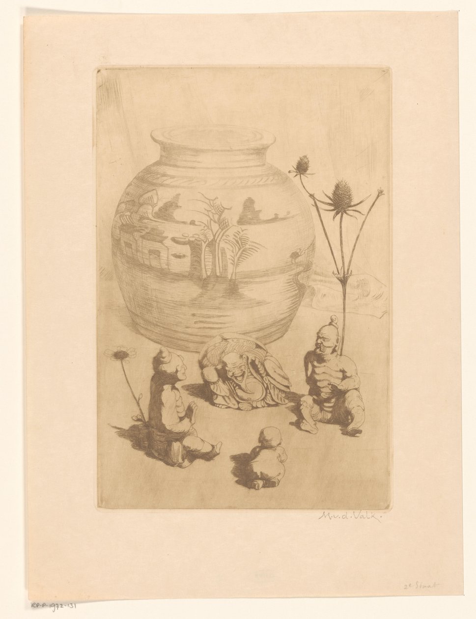 Chinesische Vase mit vier kleinen Figuren von Maurits van der Valk
