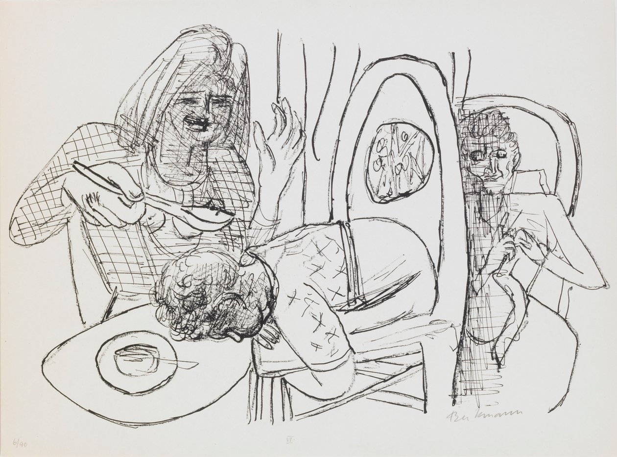 Ich will meine Suppe nicht essen, Platte 6 aus dem Portfolio „Tag und Traum“ von Max Beckmann
