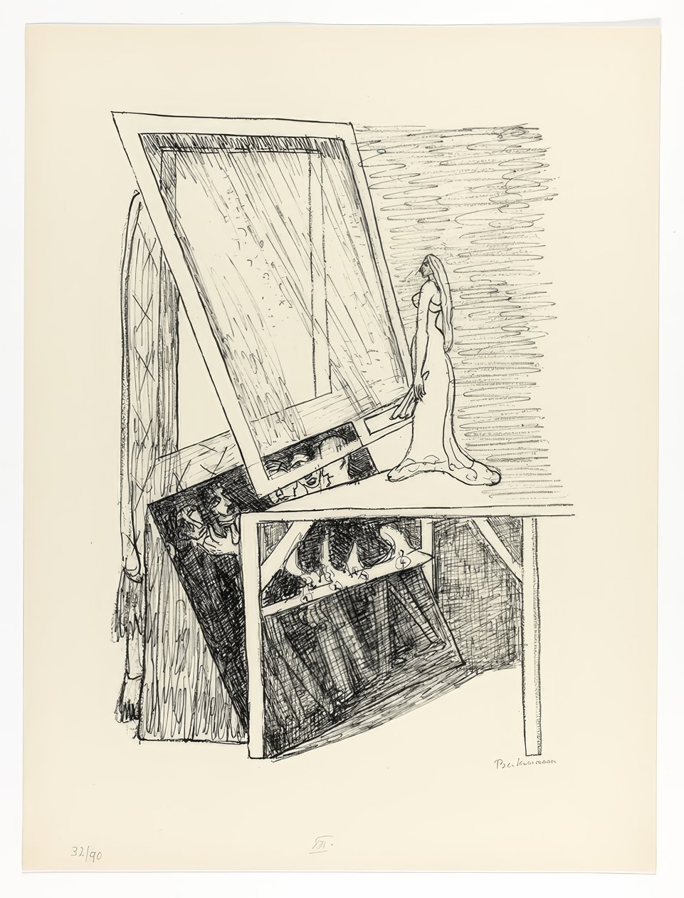 Zauberspiegel, Platte 13 aus Tag und Traum von Max Beckmann