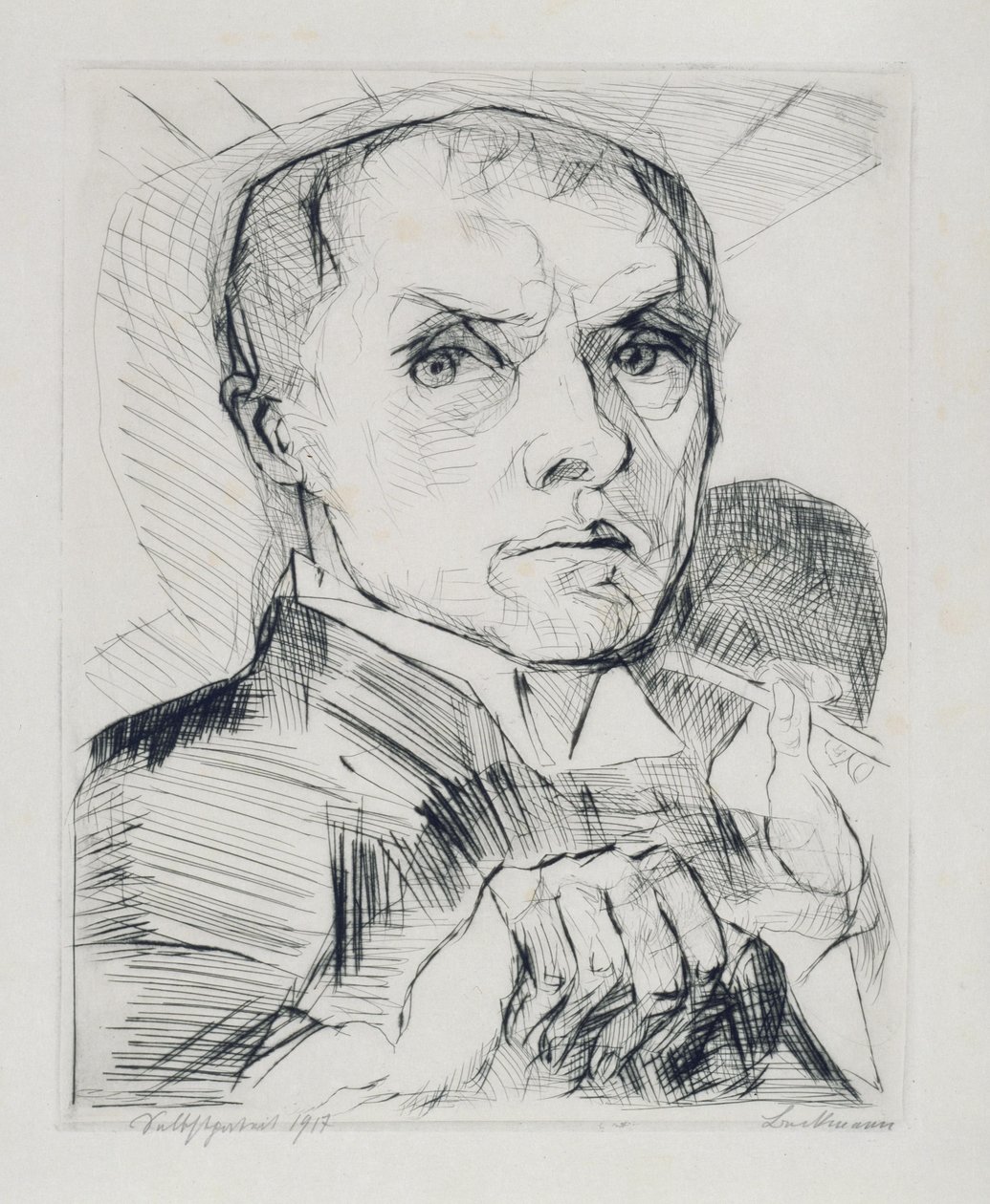 Selbstbildnis mit Griffel (Blatt 19 aus "Gesichter") von Max Beckmann