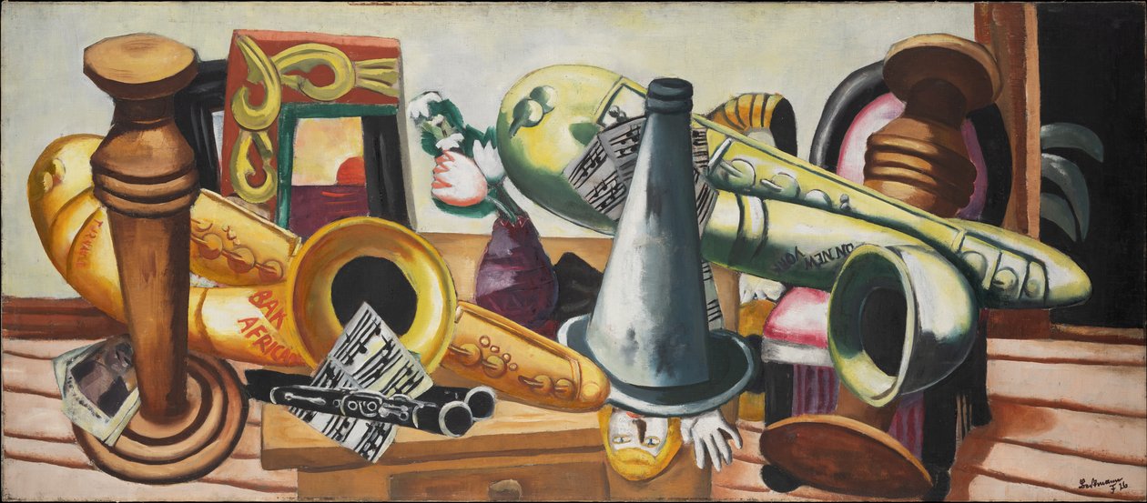Stillleben mit Saxophonen von Max Beckmann