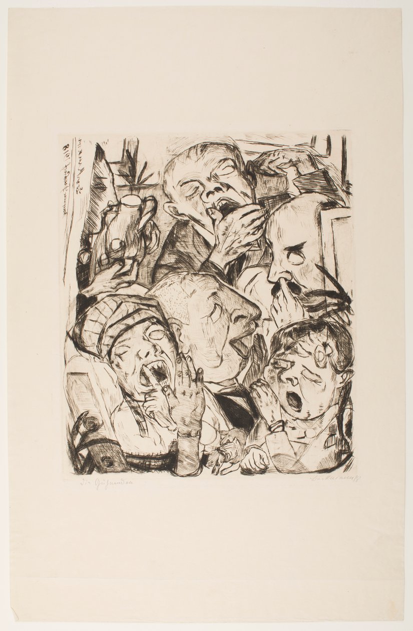Die Gähner, Platte 7 aus dem Portfolio „Gesichter“ von Max Beckmann