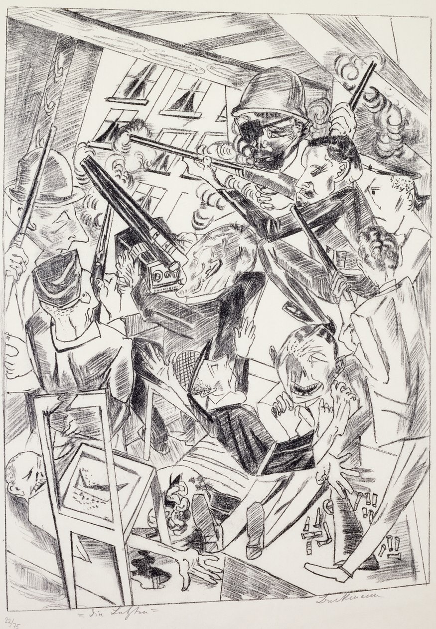 Die Letzten, von Max Beckmann (1884-1950), Lithographie. Deutschland, 20. Jahrhundert. von Max Beckmann