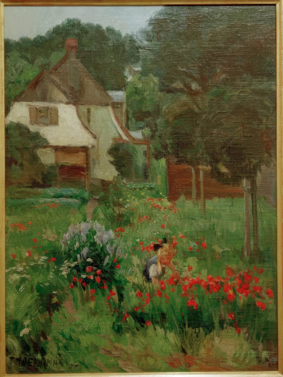 Blumenpflückendes Kind von Max Bergmann