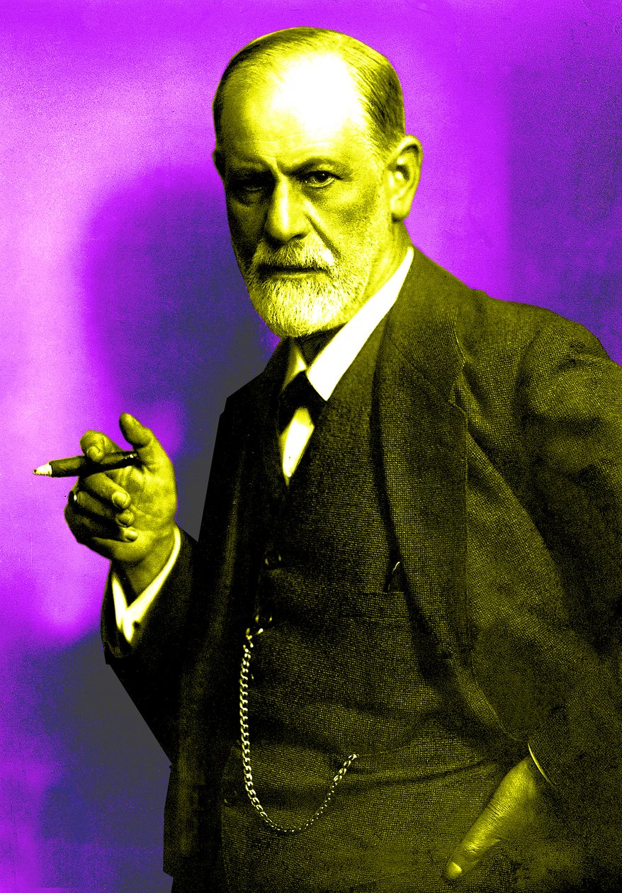 Österreichischer Psychoanalytiker Sigmund Freud (1856-1939) im Jahr 1921 (Foto von Max Halberstadt), koloriertes Dokument von Max Halberstadt