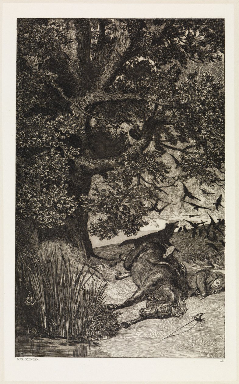 Gefallener Reiter (Intermezzi, Opus IV, Blatt 11) von Max Klinger
